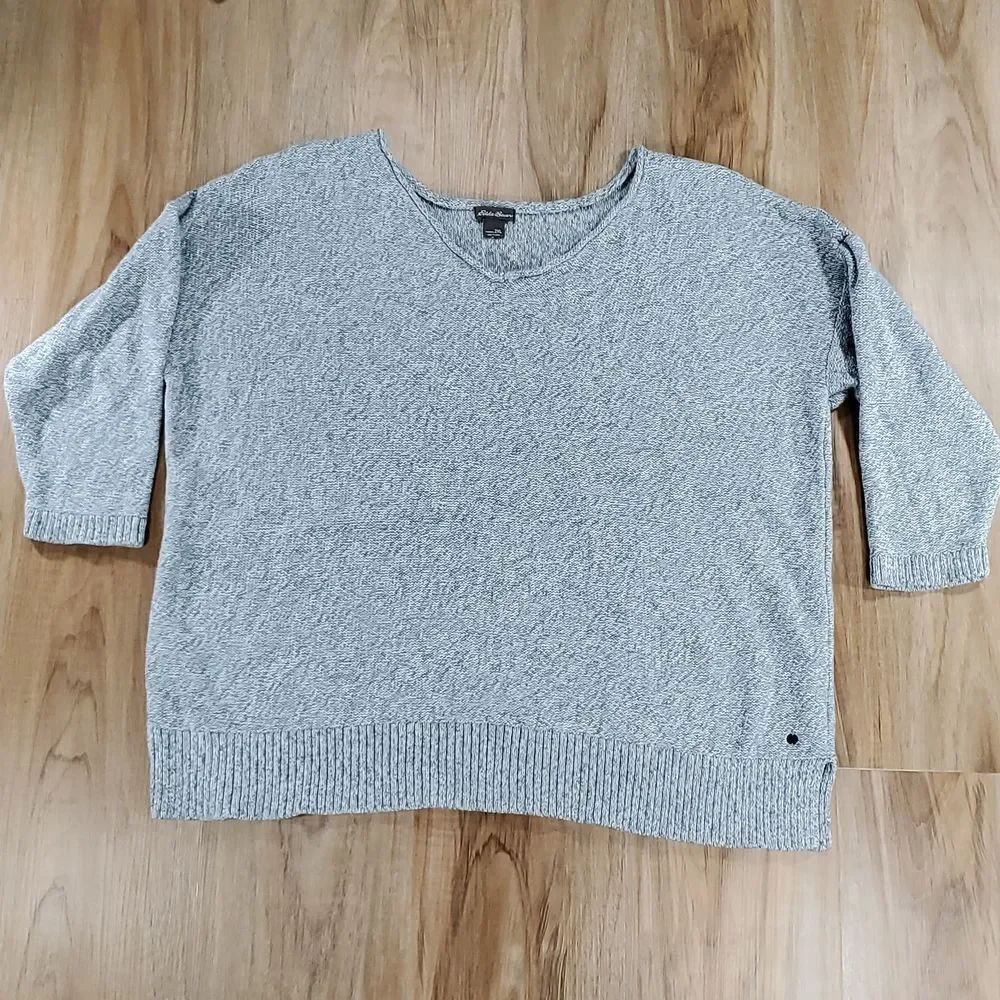 🔹️Eddie Bauer Blue Heathered Relaxed Fit 3/4 Sleeve Sweater 2X